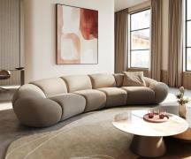 DELIFE Grote sofa Lunna 360x175 cm Bouclé natuur 2 kussens