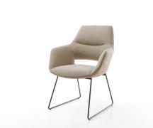 DELIFE Eetkamerstoel Yago-Flex met armleuning materiaalmix mud slipfra...