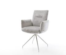 DELIFE Draaistoel Jova-Flex met armleuning chenille zilver grijs kruis...