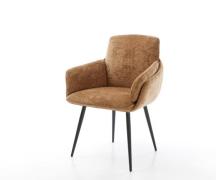 DELIFE Eetkamerstoel Luan-Flex met armleuning chenille Roest 4-poot co...
