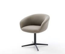 DELIFE Draaistoel Vinka-Flex met armleuning echt leer mud kruispoot zw...