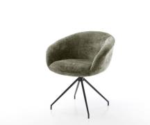 DELIFE Draaistoel Vinka-Flex met armleuning chenille olijfgroen kruisf...