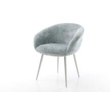 DELIFE Eetkamerstoel Vinka-Flex met armleuning chenille pastelblauw 4-...