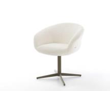 DELIFE Draaistoel Vinka-Flex met armleuning bouclé wit kruispoot afwer...