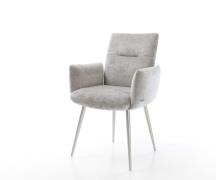 DELIFE Eetkamerstoel Jova-Flex met armleuning chenille zilver grijs 4-...
