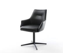 DELIFE Draaistoel Alja-Flex met armleuning echt leer zwart kruispoot z...