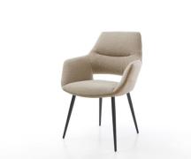 DELIFE Eetkamerstoel Yago-Flex met armleuning materiaalmix mud 4-poot ...