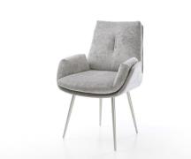 DELIFE Eetkamerstoel Clea-Flex chenille zilver grijs 4-poot conisch ro...