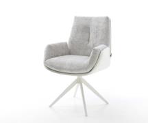 DELIFE Draaistoel Clea-Flex materiaalmix echt leer wit-zilver grijs kr...