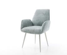 DELIFE Eetkamerstoel Zoa-Flex chenille pastelblauw 4-poot conisch roes...