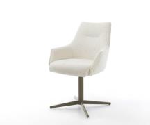 DELIFE Draaistoel Alja-Flex met armleuning bouclé wit kruispoot afwerk...