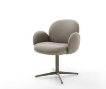 DELIFE Draaistoel Nube-Flex met armleuning echt leer mud kruispoot afw...