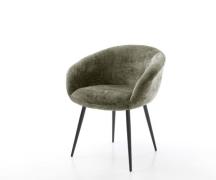 DELIFE Eetkamerstoel Vinka-Flex met armleuning chenille olijfgroen 4-p...