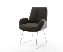 DELIFE Eetkamerstoel Clea-Flex materiaalmix zwart slipframe roestvrij ...