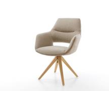 DELIFE Draaistoel Yago-Flex met armleuning materiaalmix mud houten fra...