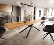 DELIFE Eettafel Edge 300x100x4 eiken natuur kruisframe rechthoek zwart...