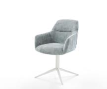 DELIFE Draaistoel Pejo-Flex chenille pastelblauw kruispoot wit 360° dr...