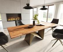 DELIFE Eettafel Edge 240x100 acacia natuur Origami metaal goud Live-Ed...