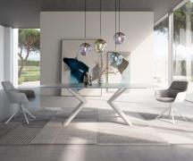 DELIFE Eettafel Edge Boot 240x120 Reliefglas Perlmutt 3D-Design Zentha...