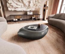 DELIFE Sagana salontafel 120x80 cm metallic zilver met grijs reliëfgla...