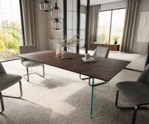 DELIFE Eettafel Edge 200x100 glas antiek-bruin frame glas