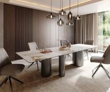 DELIFE Eetkamertafel Edge 300x100 keramiek Minas Melange wit-Beige Tro...