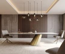 DELIFE Eettafel Edge 300x100 keramiek  Minas Melange wit-beige  Parabe...