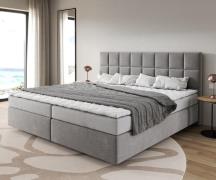DELIFE Boxspringbed Dream-Fijn microvezel grijs 200x200 cm Bonell matr...