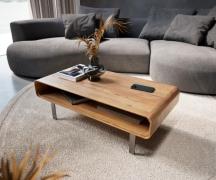 DELIFE Salontafel Anaya 100x50 cm natuur acacia 1 vak L-poot roestvrij...