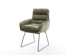 DELIFE Eetkamerstoel Abelia-Flex met armleuning chenille olijfgroen sl...