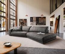 DELIFE Big-sofa Snoosh 400x150 cm Microvezel zwart Vintage Recamiere r...