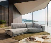 DELIFE Big sofa Snoosh 400x150 cm vlakgeweven grijs Recamiere links