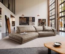 DELIFE Big-sofa Snoosh 400x150 cm microvezel mud vintage recamiere lin...