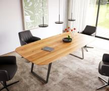 DELIFE Eettafel Edge Boot 240x120x2,5-3 eiken natuur metaal schuin zwa...