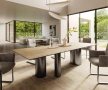 DELIFE Eetkamertafel Edge 300x100 keramiek Laminam® Sabbia eiken kleur...
