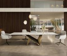 DELIFE Eettafel Edge 300x100 keramiek  Calacatta Luxe wit-goud-grijs O...