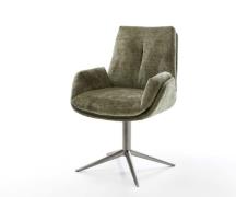 DELIFE Draaistoel Clea-Flex chenille olijfgroen kruispoot grafiet 360°...