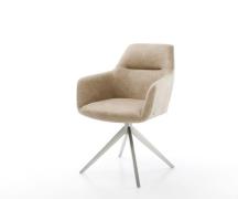 DELIFE Draaistoel Pejo-Flex microvelours beige vintage kruisframe bree...