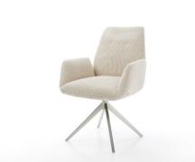 DELIFE Draaistoel Zoa-Flex koord beige kruisframe breed roestvrij staa...