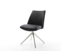 DELIFE Draaistoel Elso-Flex echt leer zwart kruisframe breed roestvrij...