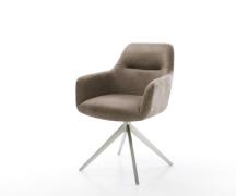 DELIFE Draaistoel Pejo-Flex microvelours taupe vintage kruisframe bree...