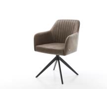 DELIFE Draaistoel Greg-Flex microvelours taupe vintage kruisframe bree...