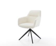 DELIFE Draaistoel Pejo-Flex bouclé wit kruisframe breed zwart 360° dra...