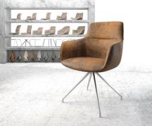 DELIFE Draaistoel Pejo-Flex bruin antiek kruisframe conisch roestvrij ...