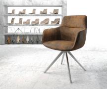 DELIFE Draaistoel Pejo-Flex bruin antiek kruisframe hoekig roestvrij s...