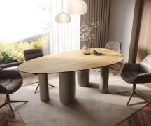 DELIFE Eetkamertafel Edge ovaal 220x120 keramiek Laminam® Sabbia eiken...