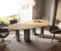 DELIFE Eetkamertafel Edge ovaal 220x120 keramiek Laminam® Sabbia eiken...