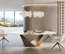 DELIFE Eettafel Edge Oval 280x130 keramiek  Minas Melange wit-beige  P...