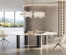 DELIFE Eetkamertafel Edge ovaal 280x130 keramiek Minas Melange wit-Bei...