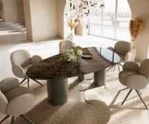 DELIFE Eettafel Edge Oval 220x120 keramiek  Laminam® Emperador Extra L...